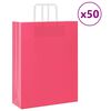 vidaXL Paper Bags 50 pcs with Handles Pink 32x12x42 cm
