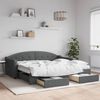 vidaXL Daybed with Trundle&Drawers without Mattress Dark Grey 90x190 cm Single