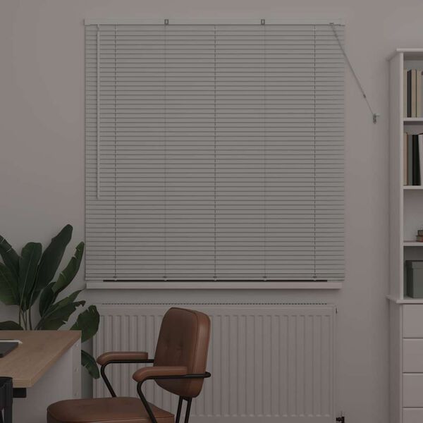 vidaXL Window Blind with Curtains Manual White Aluminium