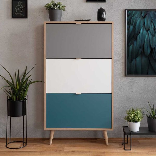 Finori Shoe Cabinet 42 Sonoma Oak and Tricolour