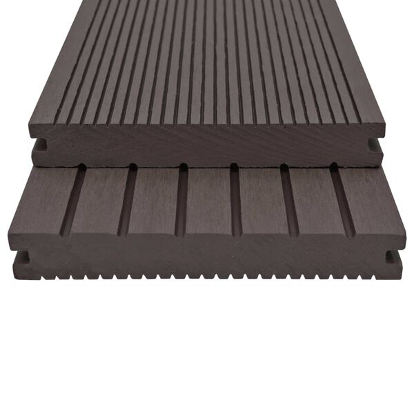 vidaXL WPC Solid Decking Boards with Accessories 10m² 2.2m Dark Brown