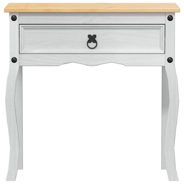 vidaXL Console table with Drawer White 73 x 35 x 73 cm Solid Pine Wood