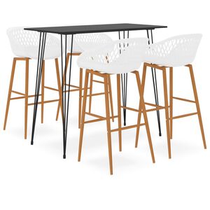 vidaXL Bar Set | Black and White | MDF, Powder-Coated Metal, Polypropylene