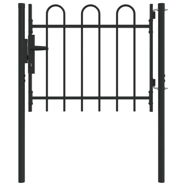 vidaXL Fence Gate with Lock Grey 103 x 124.5 cm Powder-Coated Steel