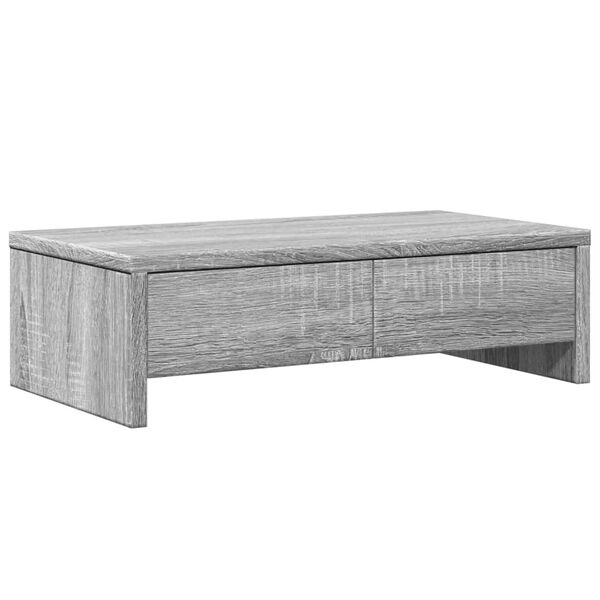 vidaXL Monitor Stand with Drawers Grey Sonoma 50x27x15 cm Engineered Wood