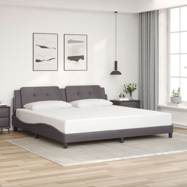 vidaXL Bed Frame without Mattress "Zadar" Grey 200x200 cm Faux Leather