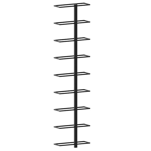 vidaXL Wall-mounted Wine Rack for 9 Bottles Black Iron