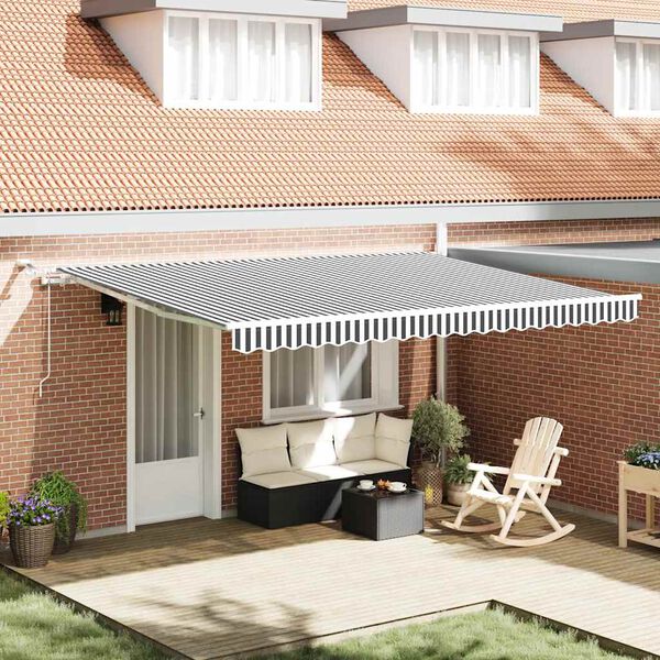vidaXL Automatic Retractable Awning with LED Anthracite&White 450x300 cm