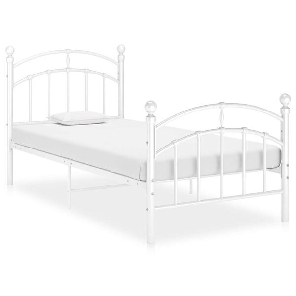 vidaXL Bed Frame without Mattress White Metal 100x200 cm