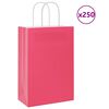 vidaXL Paper Bags 250 pcs with Handles Pink 21x11x31 cm