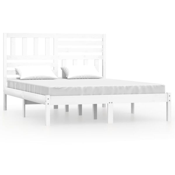 vidaXL Bed Frame without Mattress White Solid Wood Pine 120x200 cm