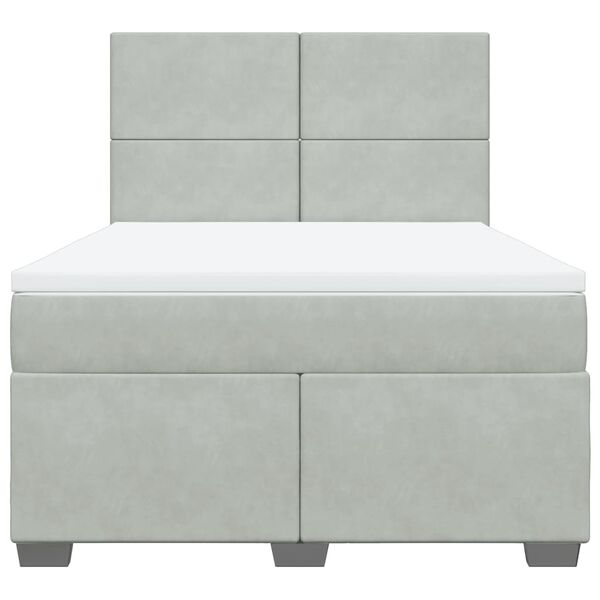 vidaXL Box Spring Bed with Mattress Light Grey 140x190 cm Velvet