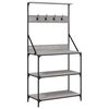 vidaXL Baker's Rack with Hooks 4-Tier Grey Sonoma Engineered Wood