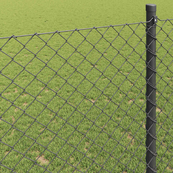 vidaXL Chain Link Fence Grey 10 x 1.6 m Steel