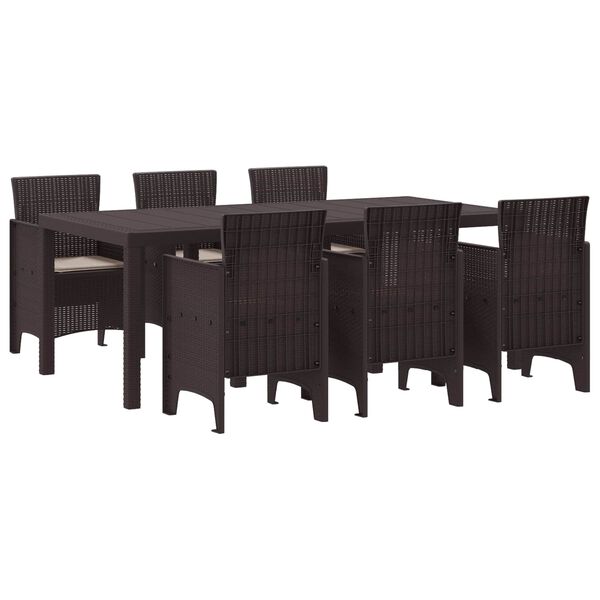 vidaXL Garden Dining Set 7 pcs Brown Polt rattan