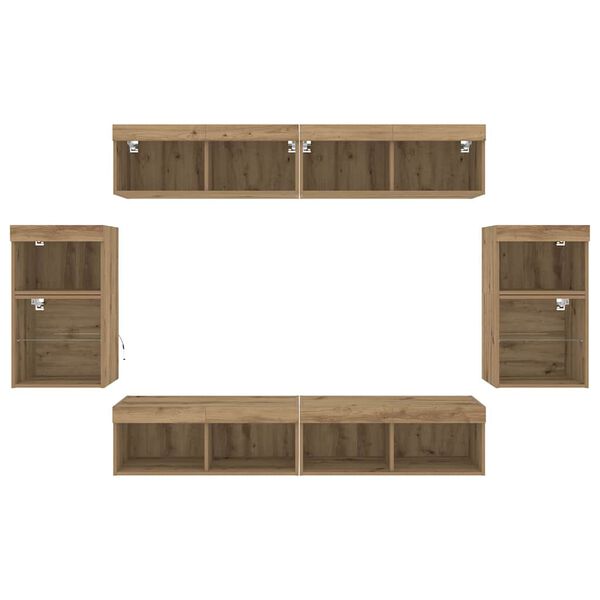 vidaXL TV Cabinet Set Wall-mounted 8 pcs Artisan oak Engineered wood