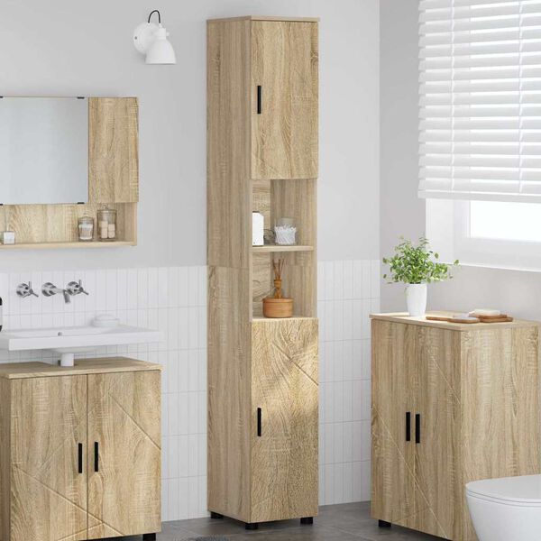 vidaXL Bathroom Cabinet with Storage Sonoma Oak 30 x 35 x 192 cm