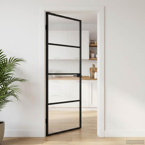 vidaXL Home Door 83 x 201.5 x 3.5 cm Aluminium and Tempered Glass