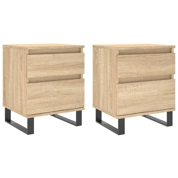 vidaXL Bedside Cabinets 2 pcs Sonoma Oak 40x35x50 cm Engineered Wood