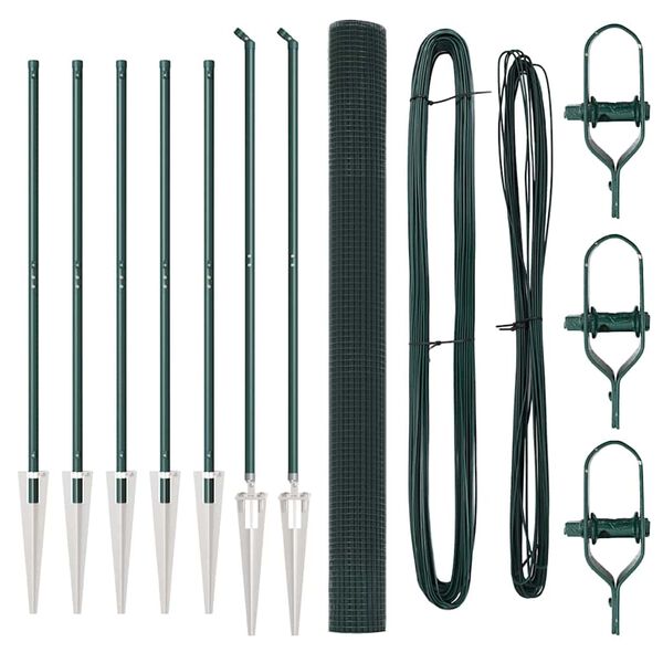 vidaXL Fence Post Green 10 x 1.6 m (16 x 16 mm mesh) Steel and PVC