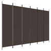 vidaXL 6-Panel Room Divider Brown 300x200 cm Fabric