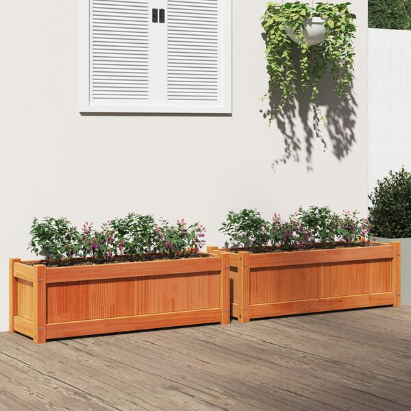 vidaXL Garden Planters 2 pcs Wax Brown Solid Wood Pine
