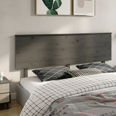 vidaXL Bed Headboard Grey 204x6x82.5 cm Solid Wood Pine