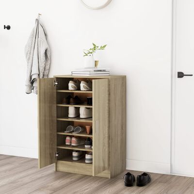 vidaXL Shoe Cabinet Sonoma Oak 60x35x92 cm Engineered Wood