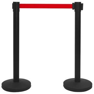 vidaXL Stanchion with Belt Airport Barrier Steel Black
