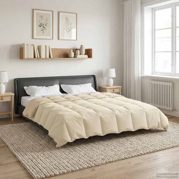 vidaXL Winter Duvet Quilted Cream 220 x 260 cm Microfiber