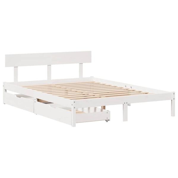 vidaXL Bed Frame without Mattress White 140x200 cm Solid Wood Pine