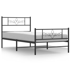 vidaXL Metal Bed Frame without Mattress with Footboard Black 75x190cm