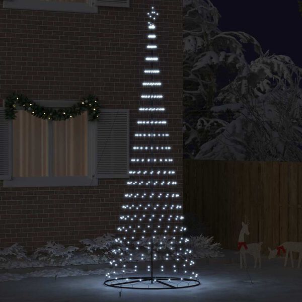 vidaXL LED Christmas Tree Cool White 138.5 x 138.5 x 399 cm Metal