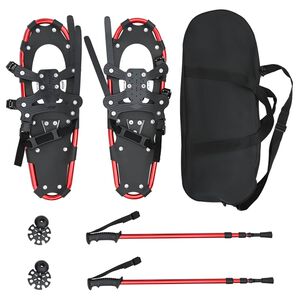 vidaXL 3 in 1 Snowshoes Red and Black 63.5 x 21 cm Aluminum and HDPE