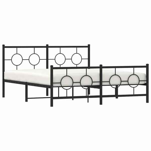 vidaXL Metal Bed Frame without Mattress with Footboard Black 150x200cm