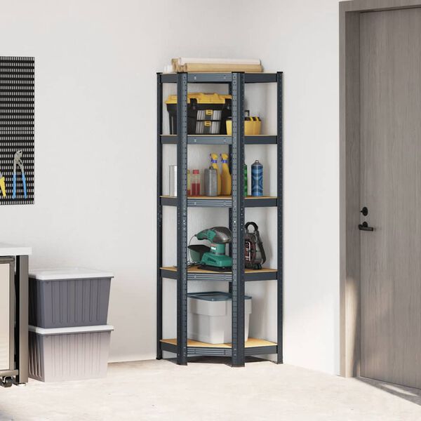 vidaXL 5-Layer Corner Shelf Anthracite Steel&Engineered Wood