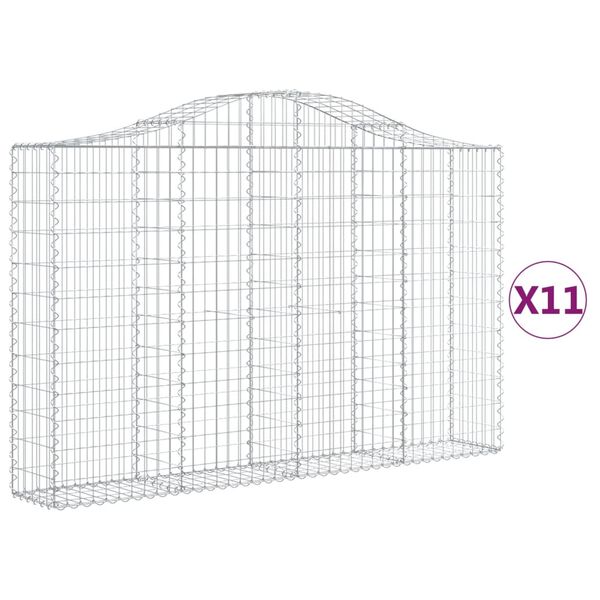 vidaXL Arched Gabion Baskets 11 pcs 200x30x120/140 cm Galvanised Iron