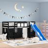 vidaXL Kids' Loft Bed with Curtains without Mattress White&Black 80x200cm
