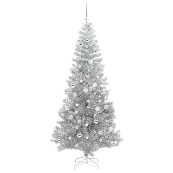 vidaXL Christmas Tree with 300 LEDs with Stand Silver 210 cm PET