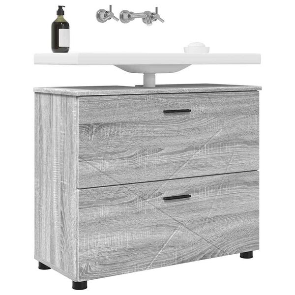 vidaXL Bathroom Cabinet with Drawer Grey Sonoma 76.5 x 35 x 64 cm
