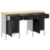 vidaXL Work Cabinet with Drawer with Lock 3 pcs Black 150 x 55 x 85 cm
