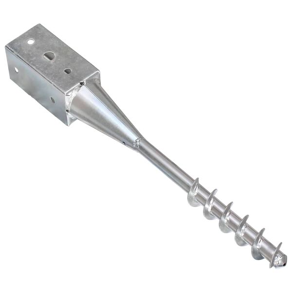 vidaXL Ground Spikes 2 pcs Silver 10x10x57 cm Galvanised Steel
