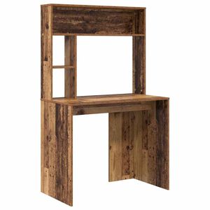 vidaXL Desk with Shelf Old Wood 91 x 50 x 149 cm Engineered Wood