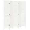 vidaXL Room Divider 5 Panels Retro White Solid Wood Paulownia