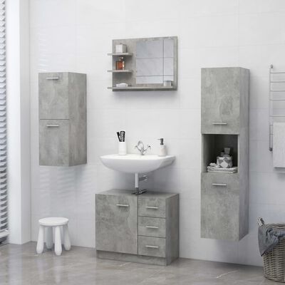vidaXL Bathroom Mirror Concrete Grey 60x10.5x45 cm Engineered Wood