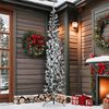 vidaXL Slim Artificial Half Christmas Tree with Flocked Snow 210 cm