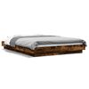 vidaXL Bed Frame with LED Lights without Mattress Smoked Oak 135x190cm