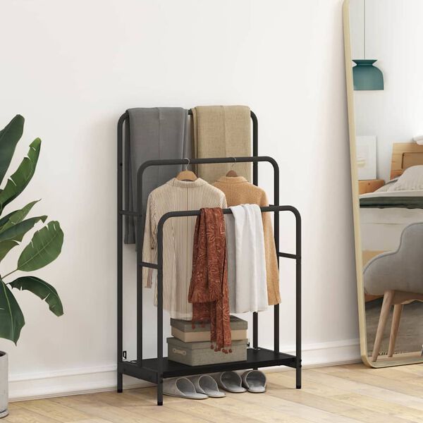 vidaXL Cloth Rack Black Oak 60 x 30 x 100.5 cm Engineered wood