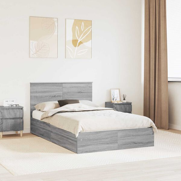 vidaXL Storage Bed Grey Sonoma 120 x 200 cm Engineered Wood