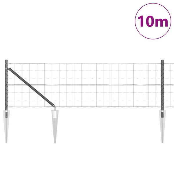 vidaXL Fence with Posts Grey 0.8 x 10 m Steel